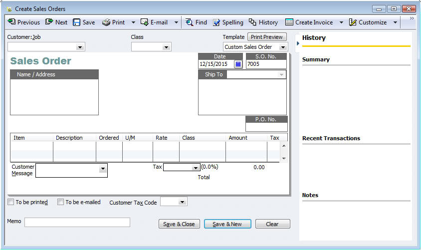 Quickbooks Sales order Template Sales orders In Quickbooks Squire