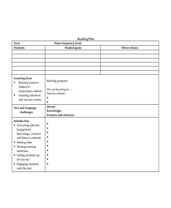 guided reading lesson plan template document