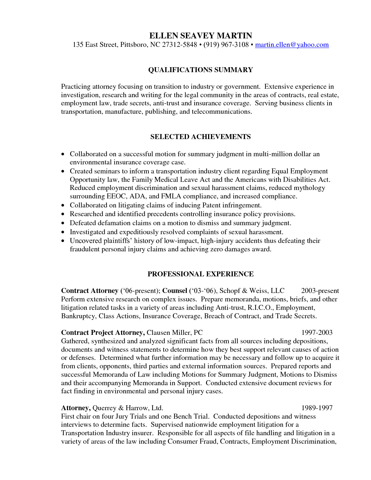 employment attorney cover letter