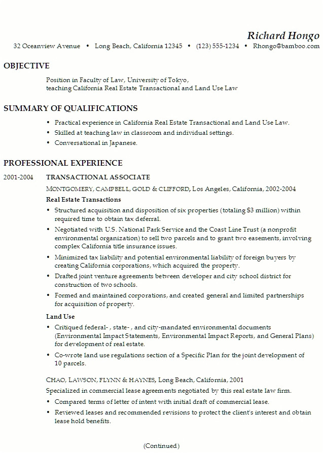 transactional attorney resume