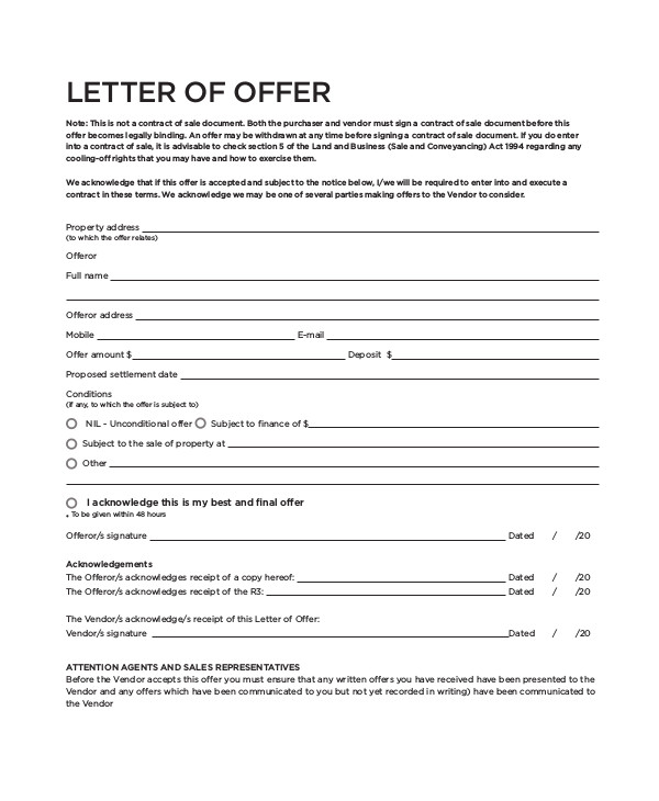 sample cover letter for real estate purchase offer