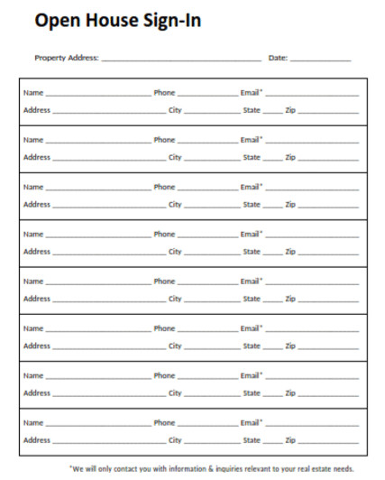 Realtor Open House Sign In Sheet Template 1 Realtor Open House Sign In Sheet Template Real Estate Open House Sign In Sheet Templates 3 Options