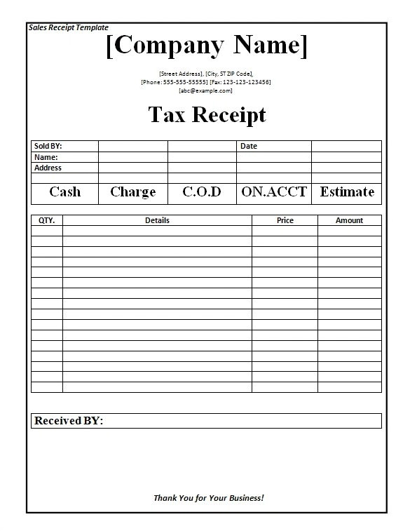 free receipt payment templates