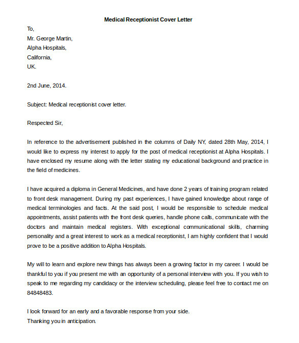Receptionist Cover Letter Samples Free 1 Receptionist Cover Letter Samples Free 15 Best Sample Cover Letter for Experienced People Wisestep