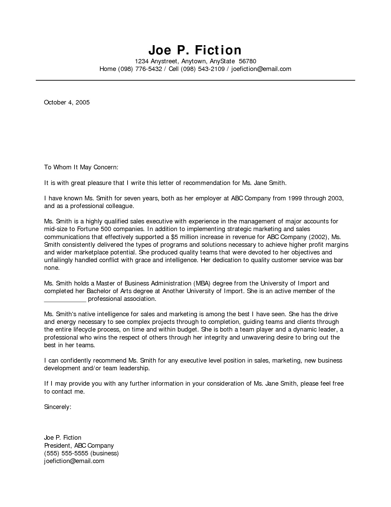 business reference letter template example