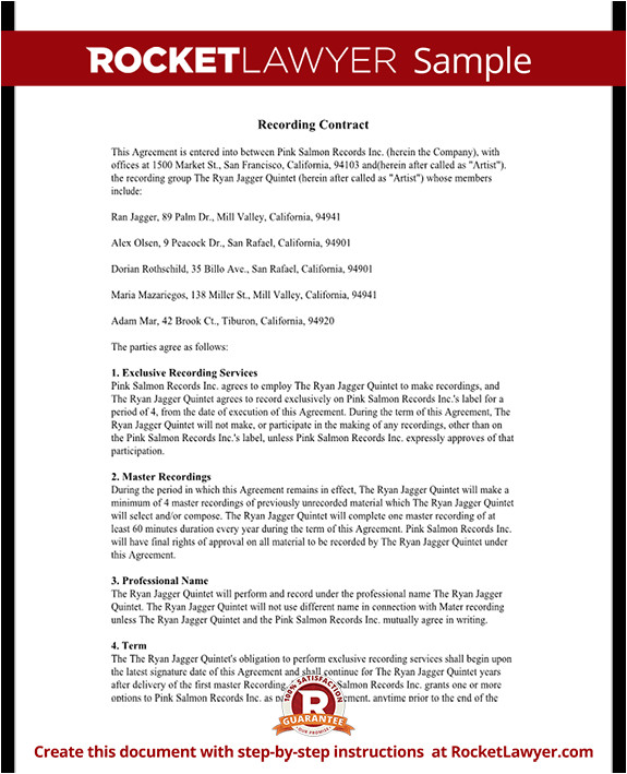 Record Label Contracts Templates Recording Agreement for Artists Independent Labels
