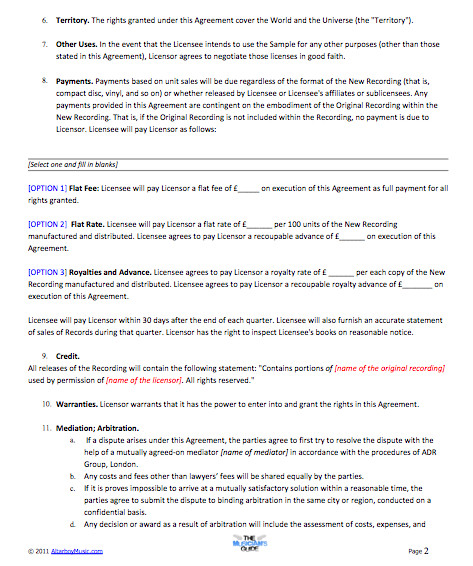 recording contract template