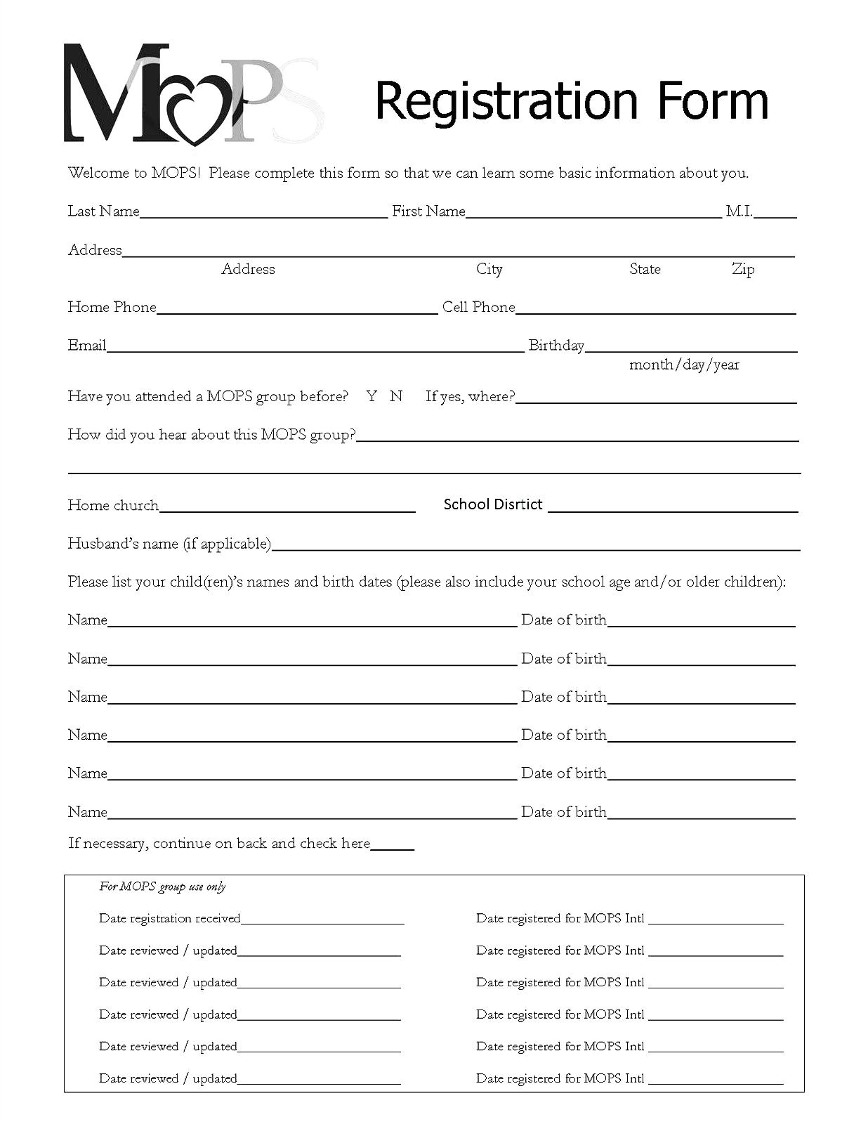 event registration form template word