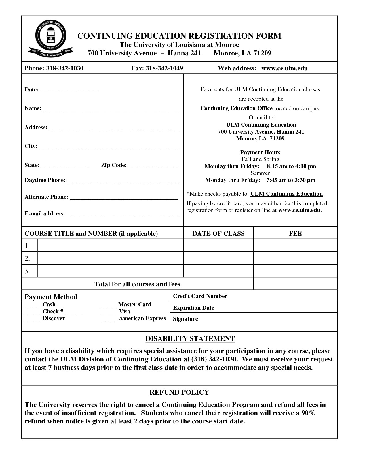 student application form template