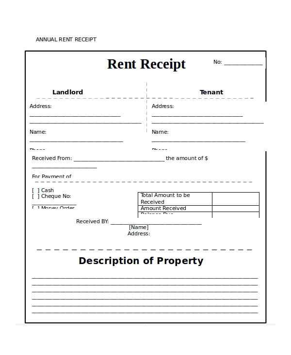 printable rent receipt templates