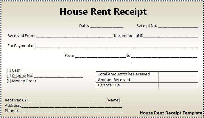 house rent receipt format