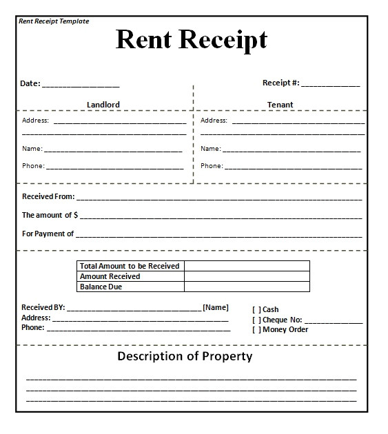 house rent receipt template