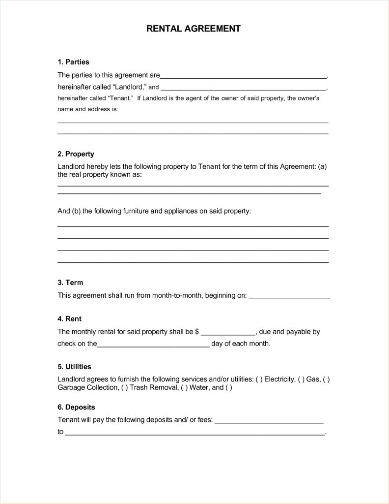 Renters Contract Template Free 30 Basic Editable Rental Agreement form Templates Thogati