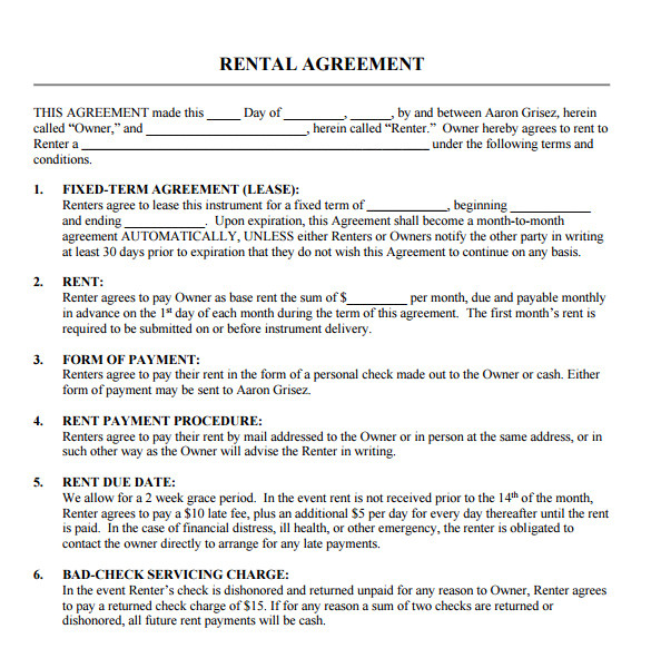 blank rental agreement
