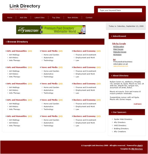 Resource Directory Template Ally Times PHPld Template Free PHPld Templates