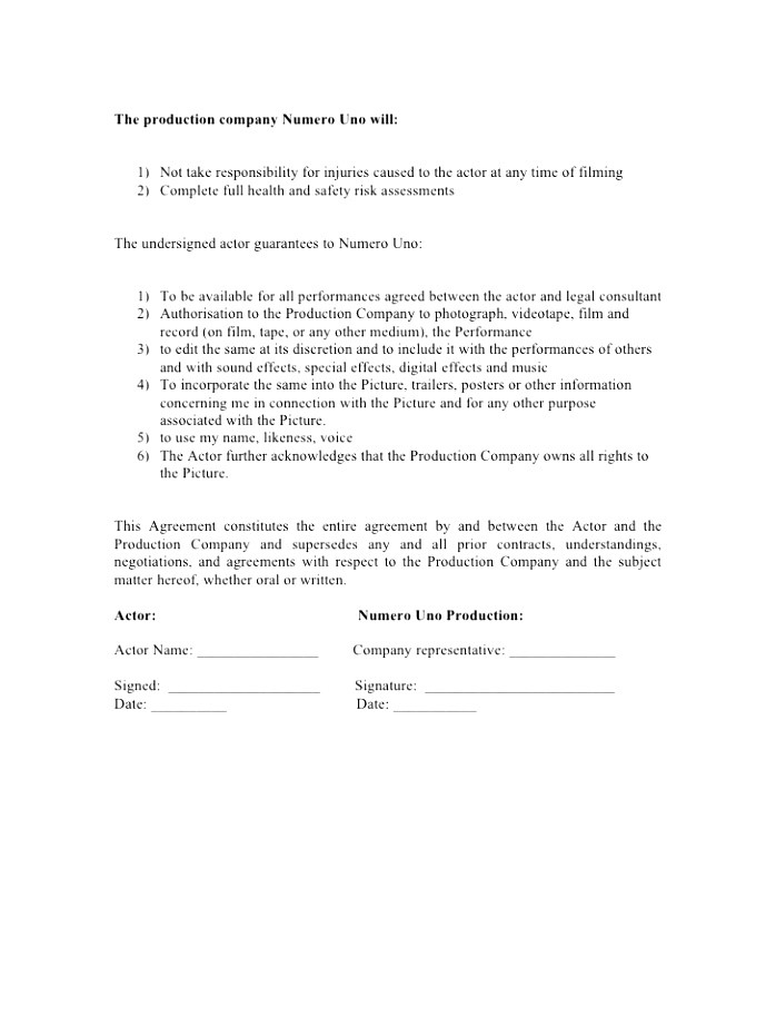responsibility contract template