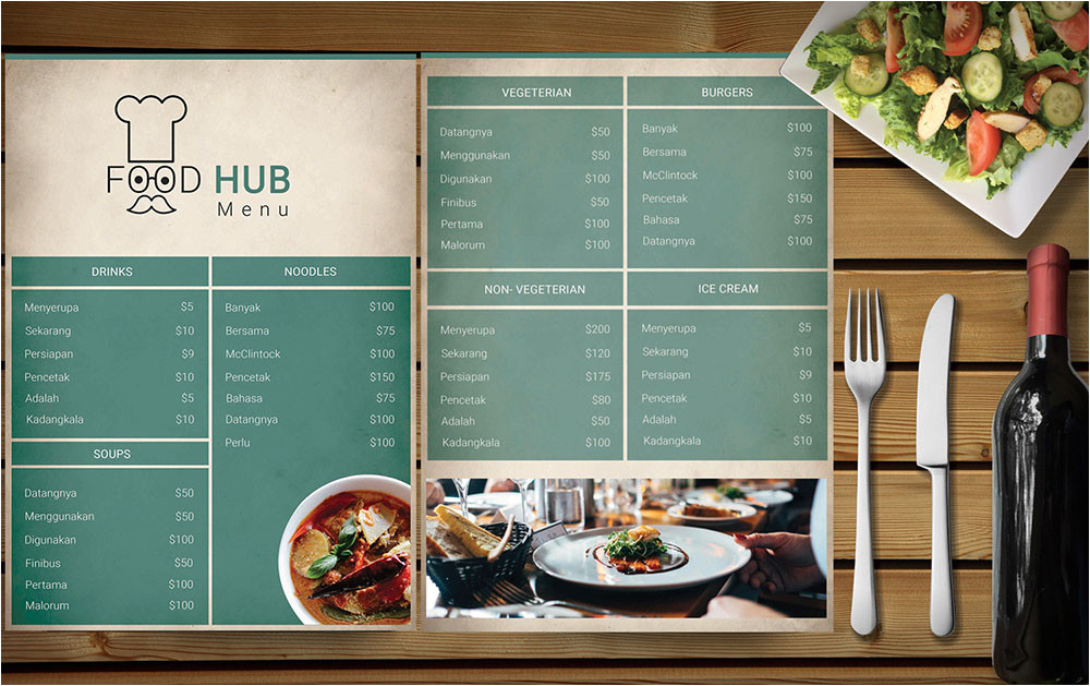 free restaurant menu templates