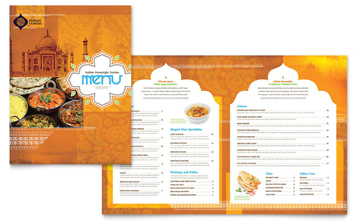 Resturant Menu Template Indian Restaurant Menu Template Design