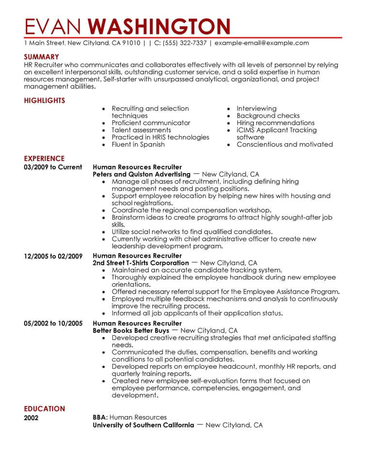 Resume Sample for Human Resource Position 7 Amazing Human Resources Resume Examples Livecareer