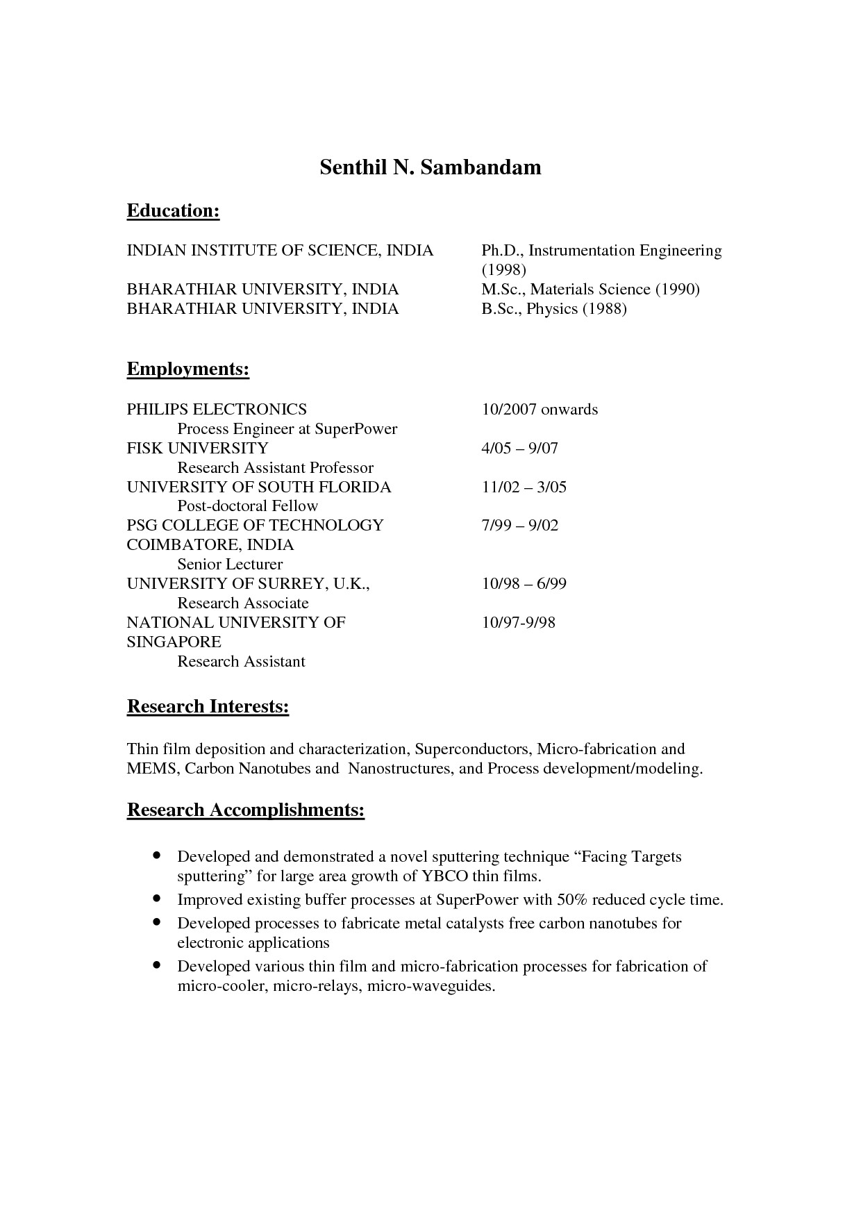 model resume for engineering college lecturer