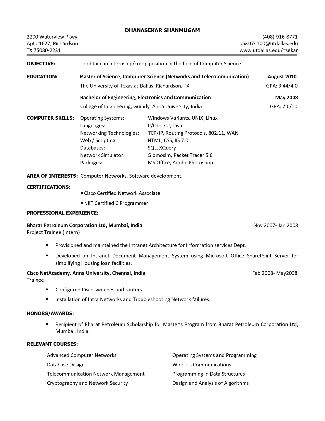 model resume for engineering college lecturer