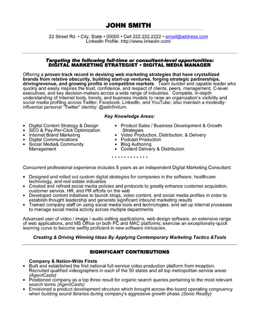 marketing resume samples