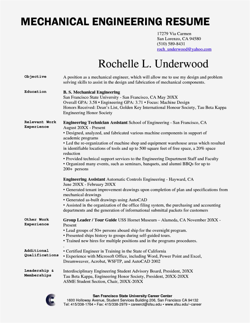 engineering mechanical student resume