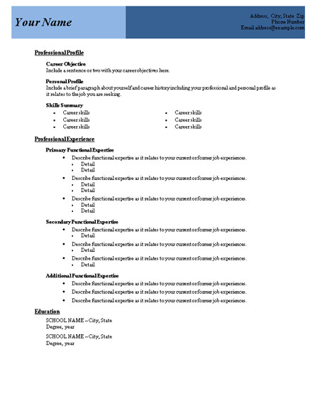 microsoft word 2007 resume template