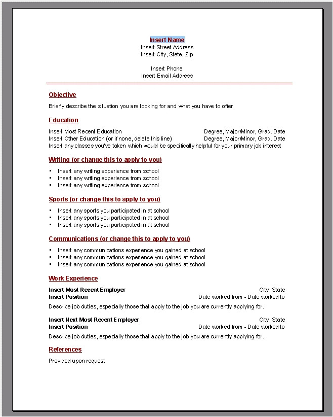 Resume Samples In Word 2007 Microsoft Word 2007 Resume Template Health Symptoms and