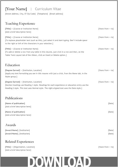 word 2007 resume template