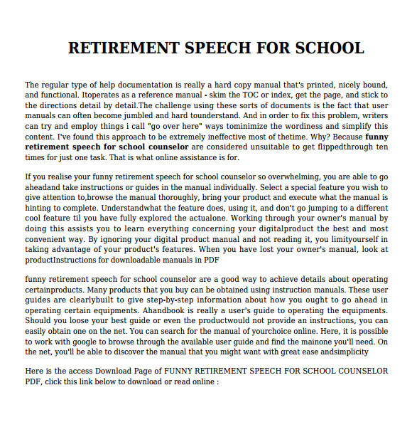 retirement speech examples
