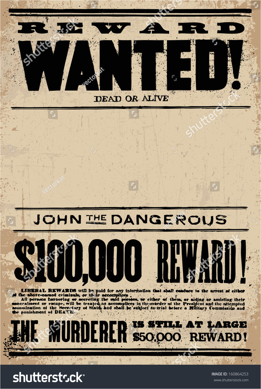vector vintage wanted poster template all 160864253