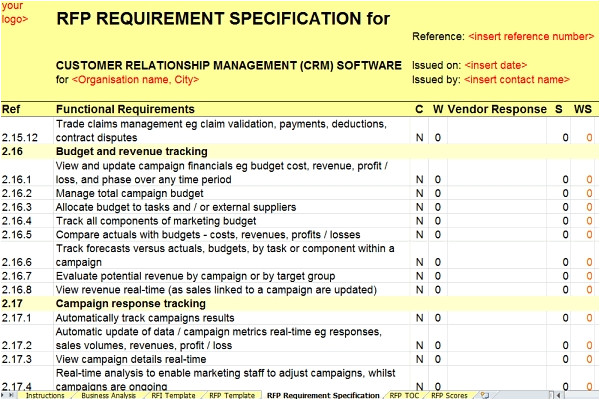 Rfp Requirements Template Revised Crm Rfi Rfp Templates Released by Axia Axia