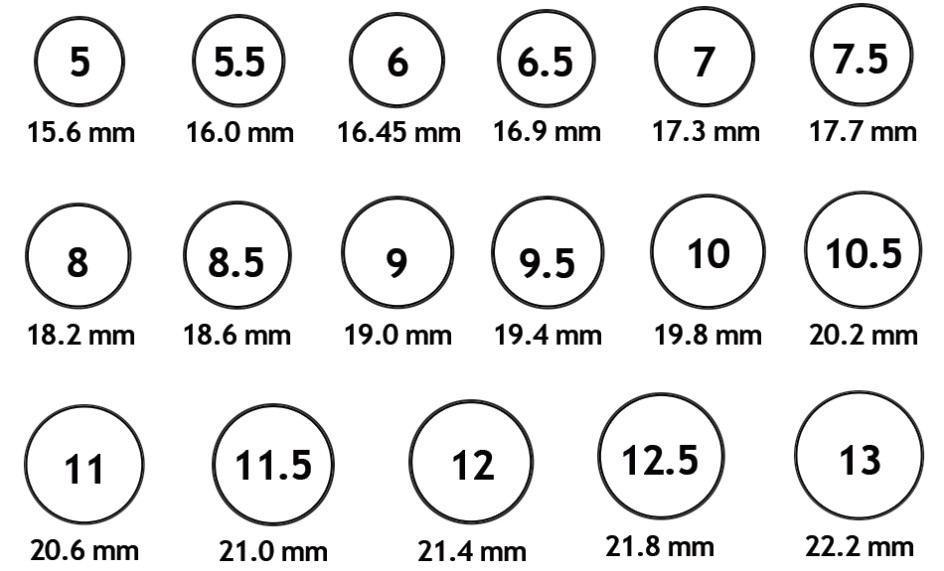 Ring Sizing Template Printable Ring Size Chart for Women Men