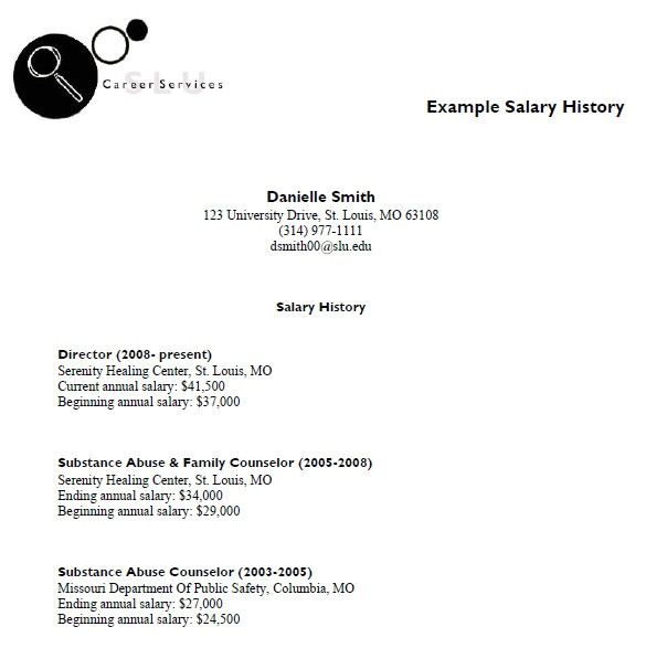 salary history template
