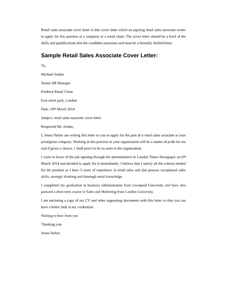 basic retail sales associate cover letter samples templates