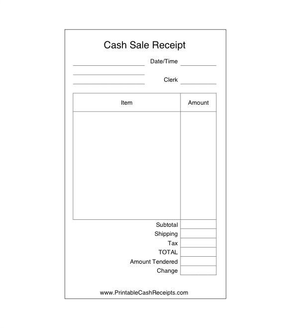 sales receipt template sample