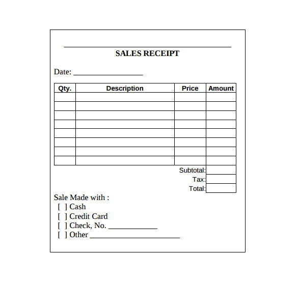 sales receipt template