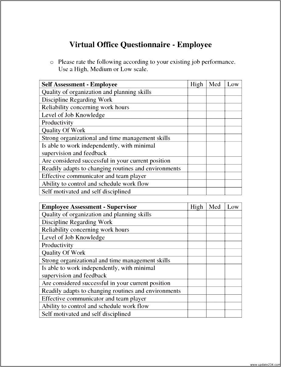 sales skills assessment template