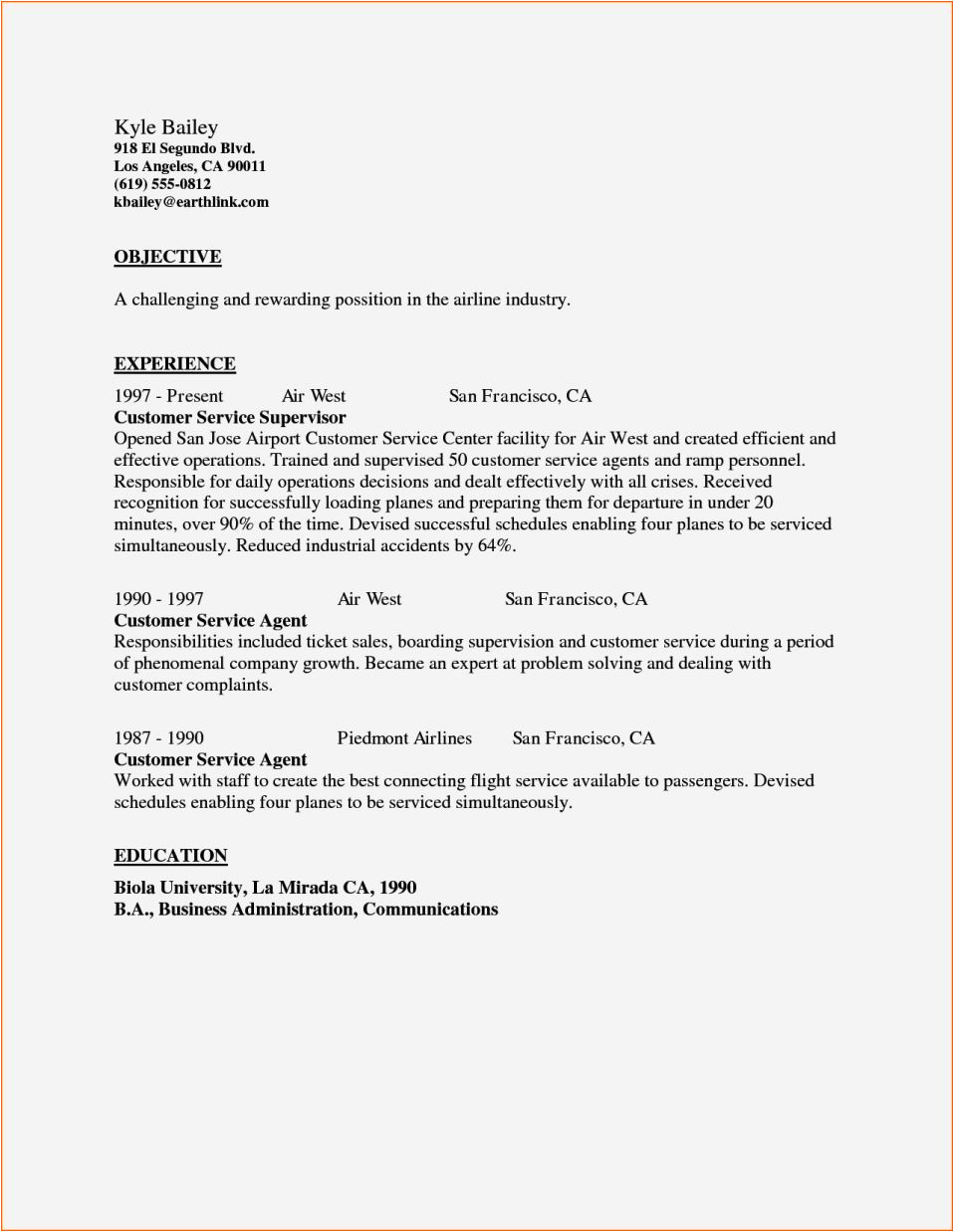 Sample Cover Letter for Airline Customer Service Agent Airline Customer Service Agent Cover Letter Resume