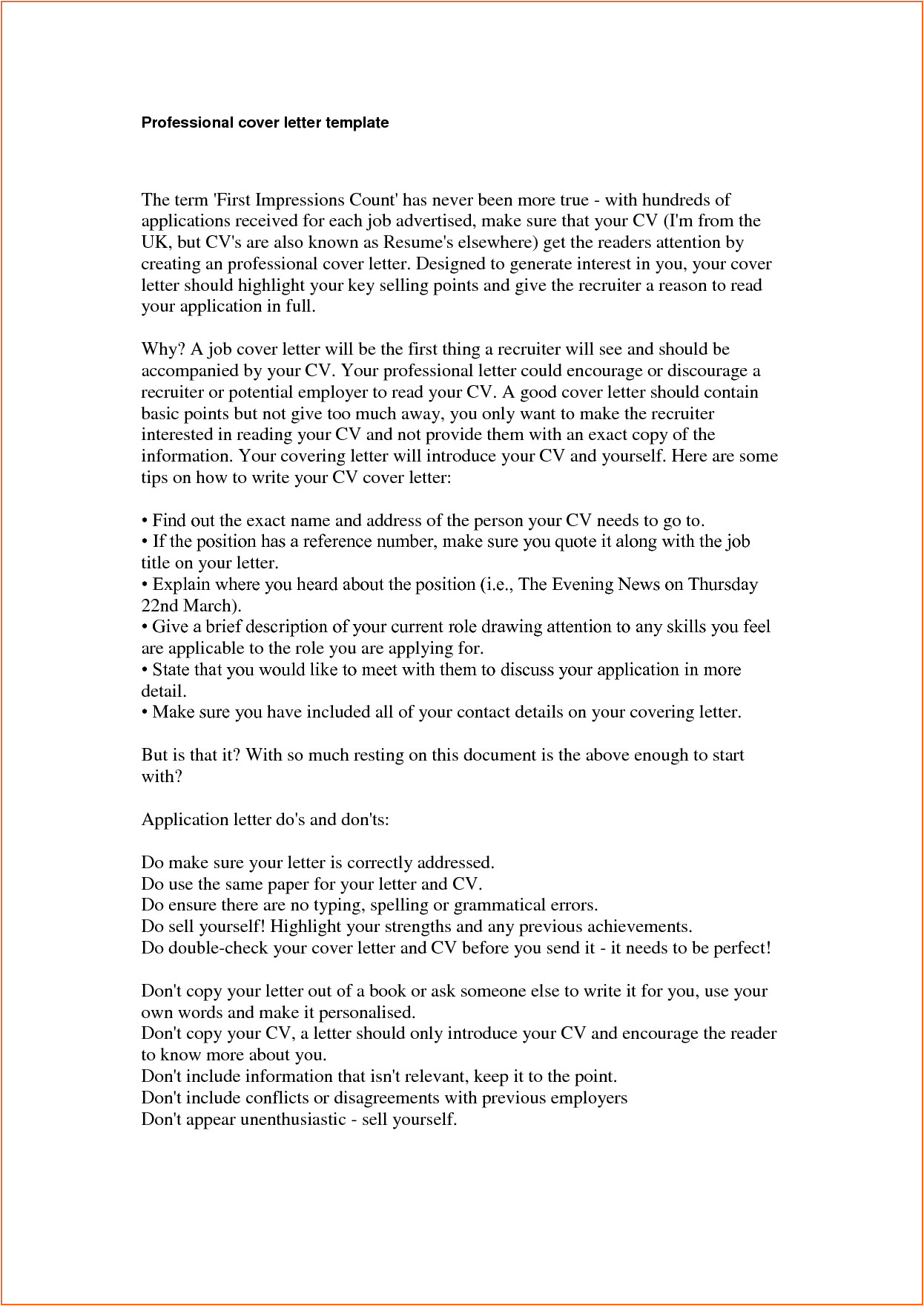 8 professional cover letter