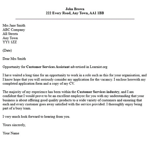 Sample Cover Letter for Customer Service assistant Cover Letter Examples for Customer Service assistant