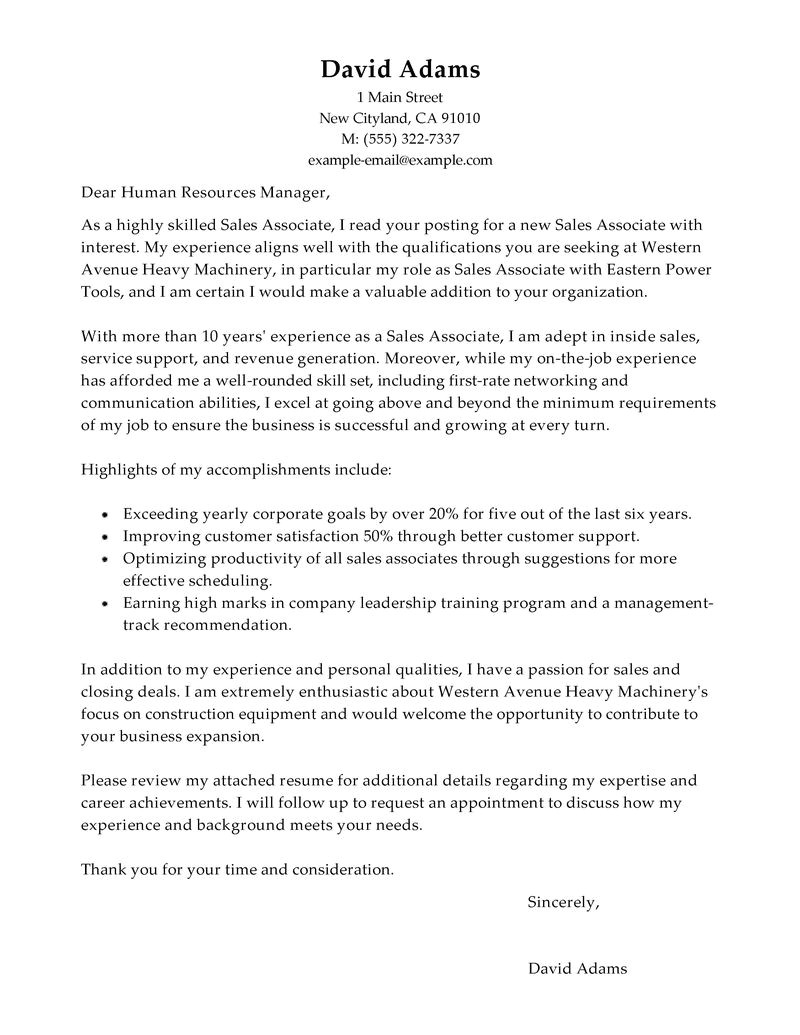 Sample Cover Letter for Customer Service associate Sales associate Cover Letter Examples Customer Service
