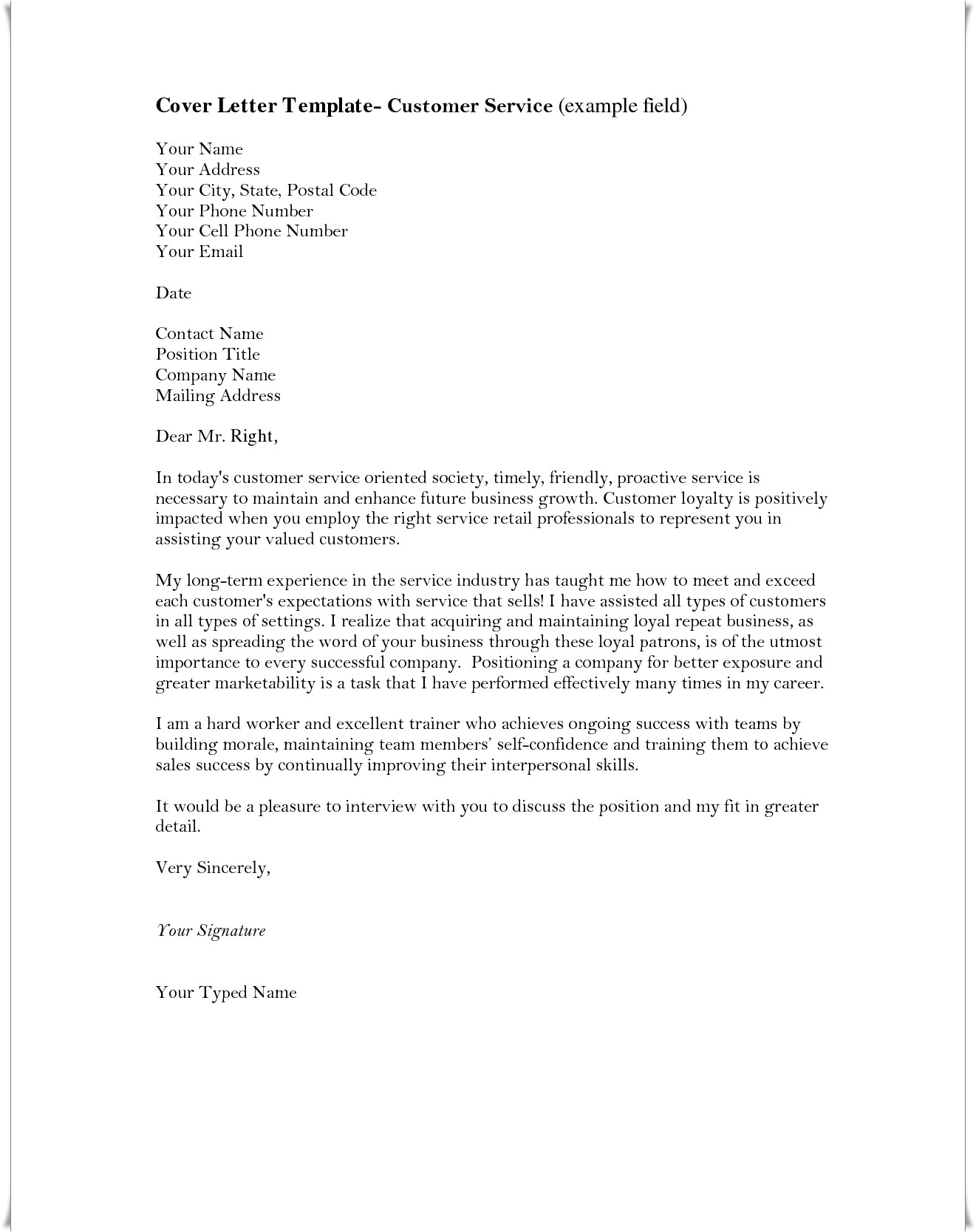 sample cover letter of customer service officer format pdf