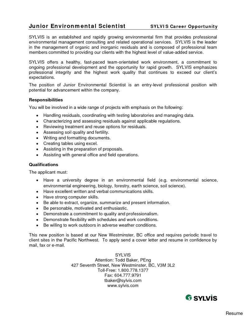 cover letter for environmental engineering internship