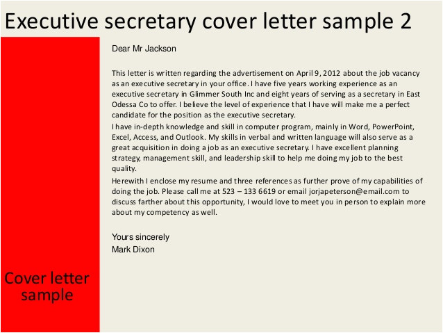 executive secretary cover letter