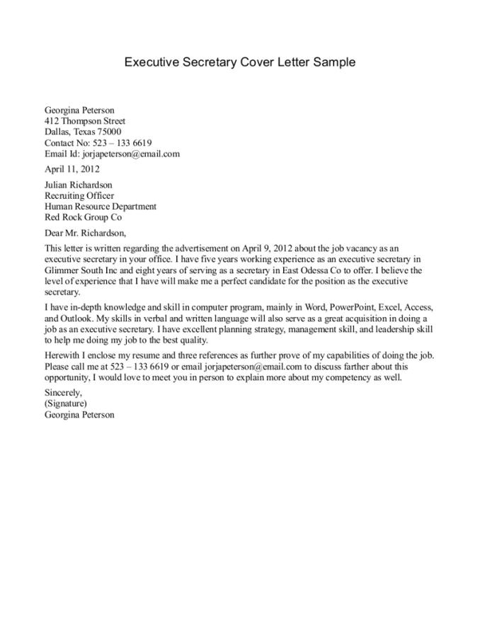 Sample Cover Letter for Executive Secretary Position School Secretary Cover Letter Resume Badak