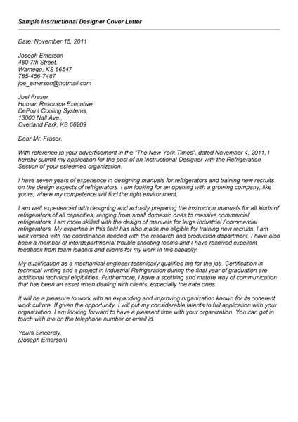 Sample Cover Letter for Instructional Designer Muttered Instructional Designer Cover Letter