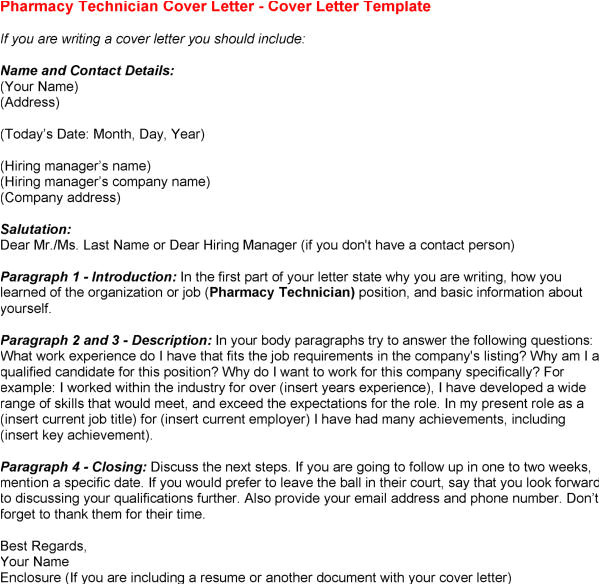 pharmacy technician letter format