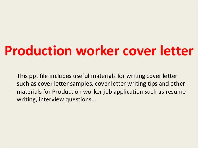 production worker cover letter